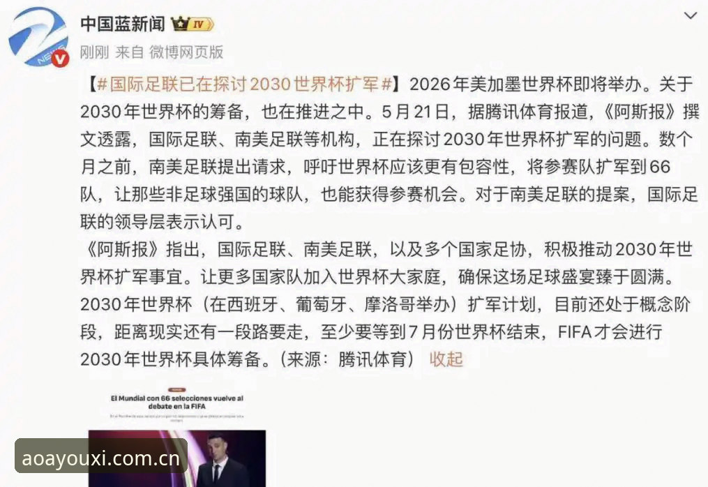 爱游戏体育苹果版推荐 2030世界杯扩军66队方案详解与中国机遇